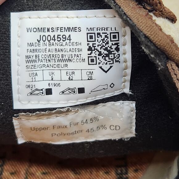 Merrell Womens Hut Moc Cozy II Tan Fuzzy Loafers Slip On Size 11 Indoor Outdoor - Picture 5 of 8